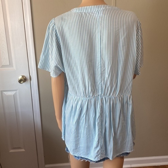 Isabel maternity size X-Large light blue /white striped light weight - Picture 4 of 6